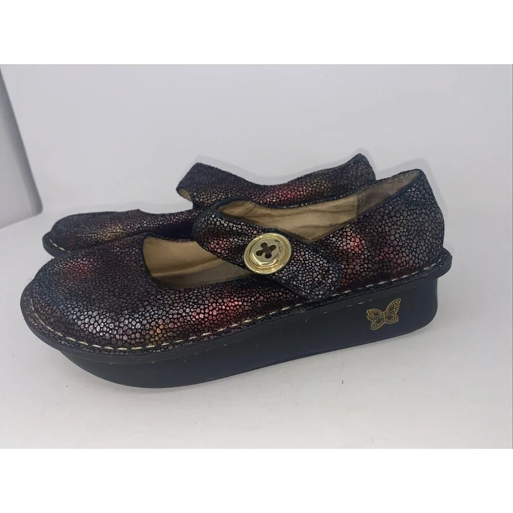 ALEGRIA PAL-232 Womens Sz 36 Reflect Leather Maryjane Slip Resistant‎ Clog 6 6.5